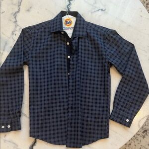 Navy Plaid Button-Up Shirt